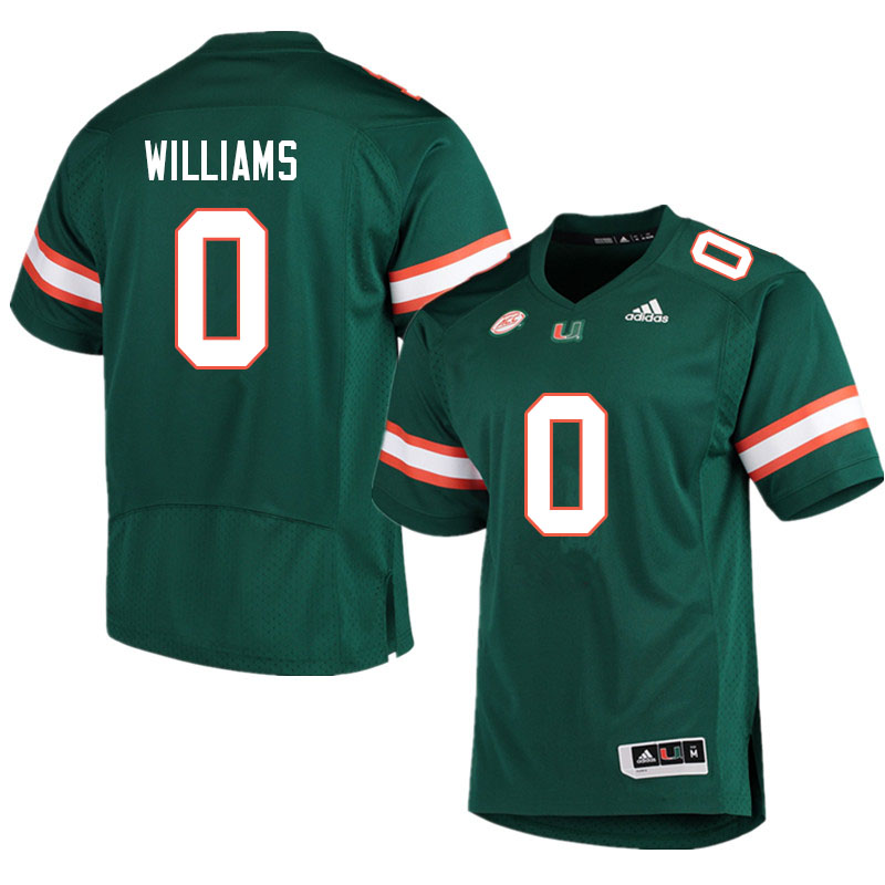 Men #0 James Williams Miami Hurricanes College Football Jerseys Sale-Green - Click Image to Close